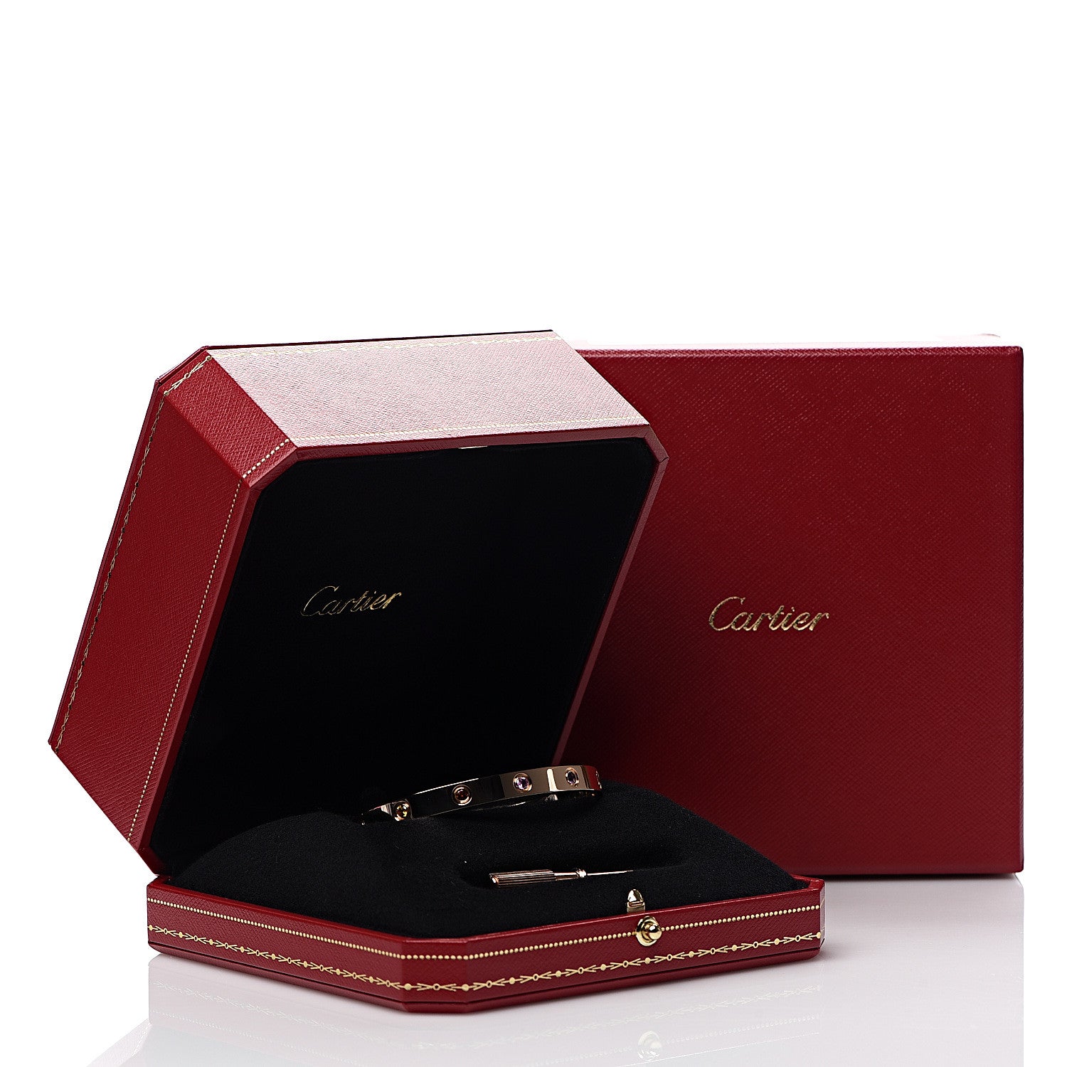 Cartier 18K Pink Gold Sapphire Garnet Amethyst LOVE Bracelet 17 7 of 7