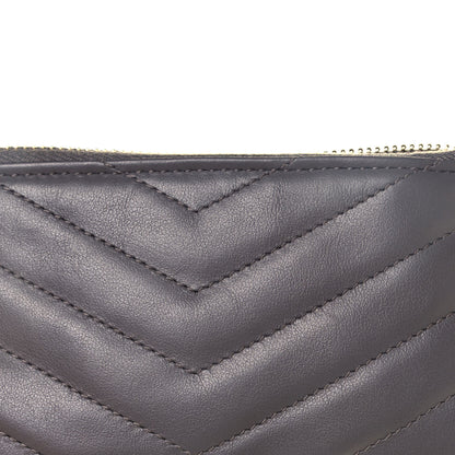 Saint Laurent Calfskin Matelasse Monogram Key Pouch Fog 5 of 9