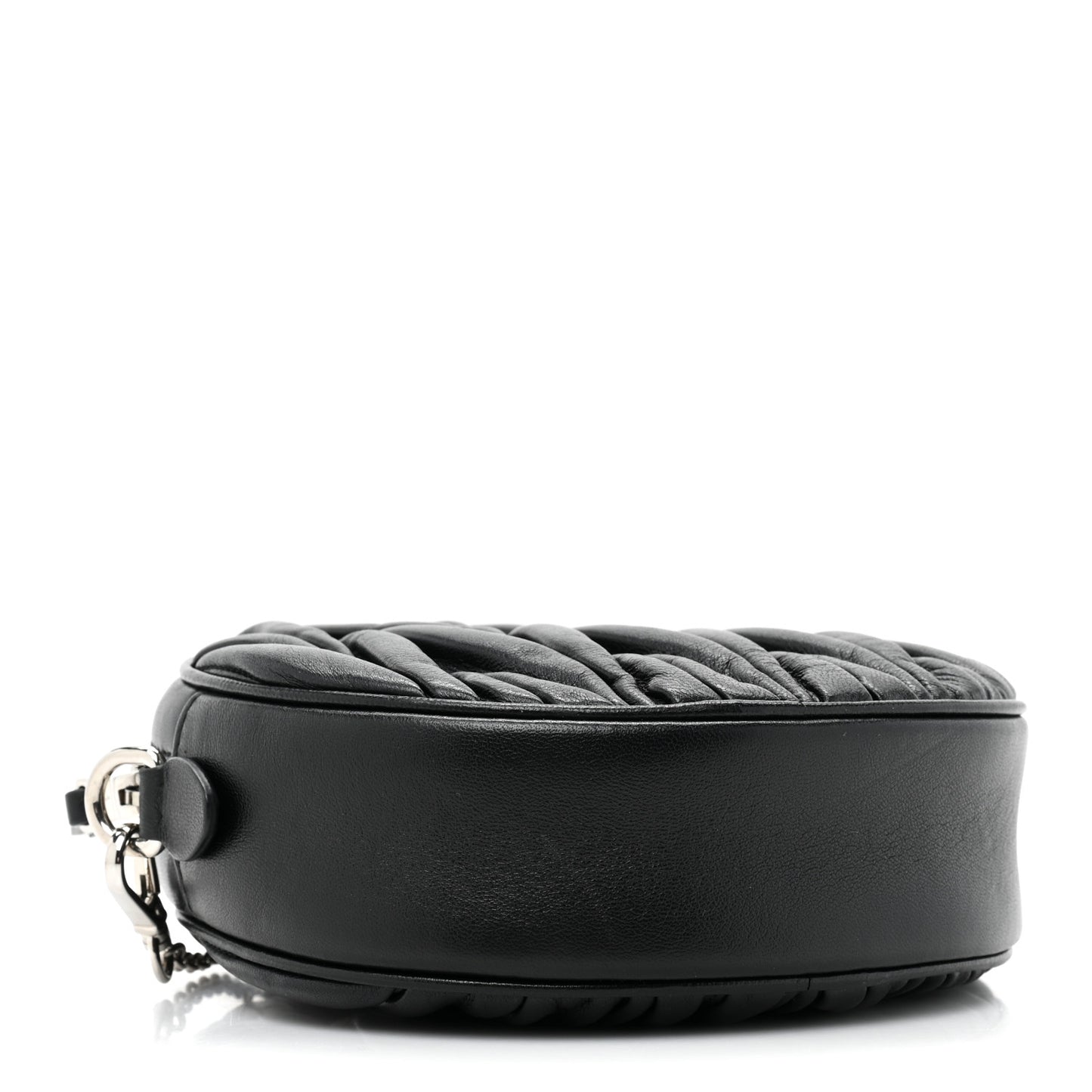 Nappa Matelasse Crystal Round Crossbody Bag Black