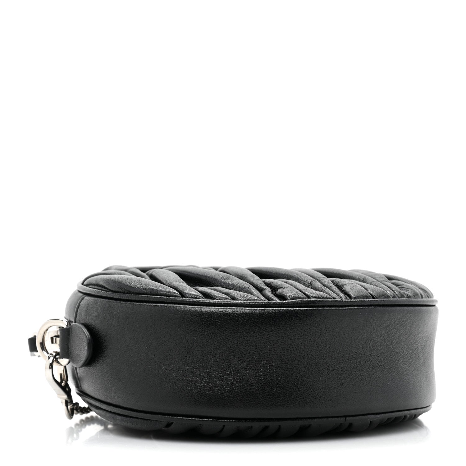 Miu Miu Nappa Matelasse Crystal Round Crossbody Bag Black 5 of 9