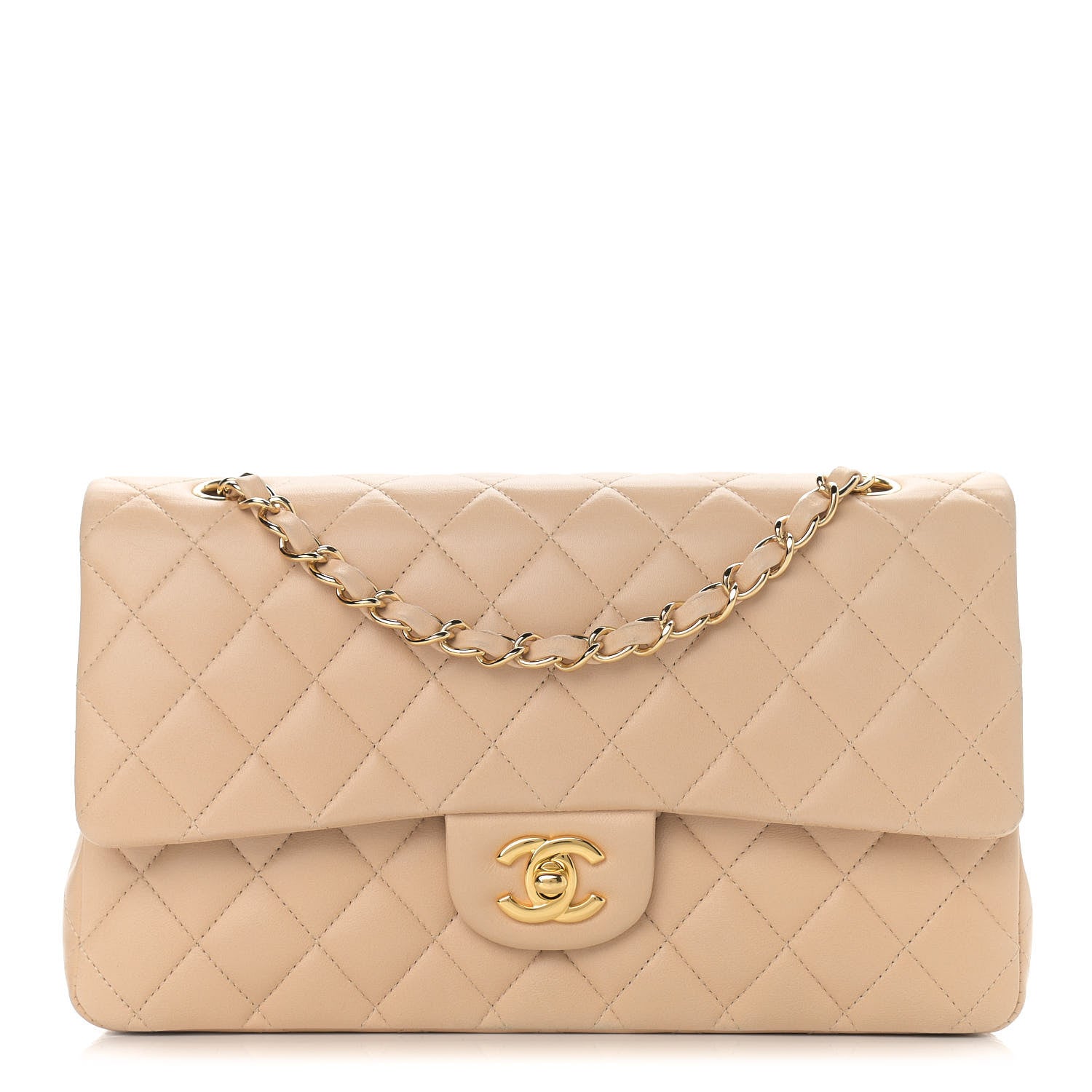 Chanel Lambskin Quilted Medium Double Flap Beige 1 of 12