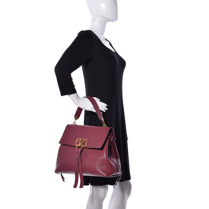 Valentino Garavani Grainy Calfskin VRing Shoulder Bag Cerise 3 of 9