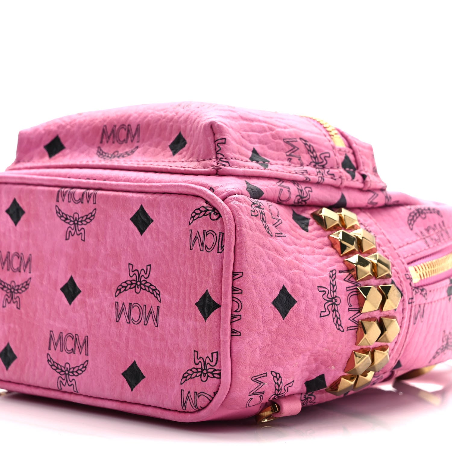 MCM Visetos Side Stud X-Mini Stark Bebe Boo Backpack Pink 10 of 11
