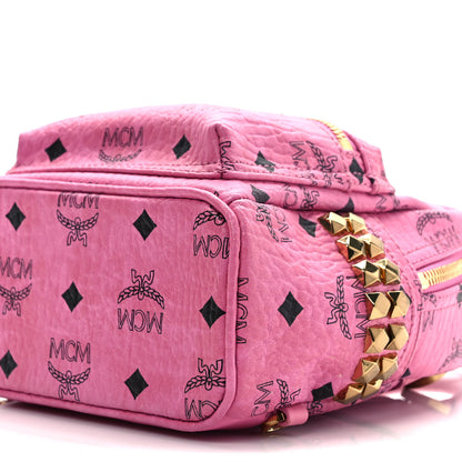 MCM Visetos Side Stud X-Mini Stark Bebe Boo Backpack Pink 10 of 11