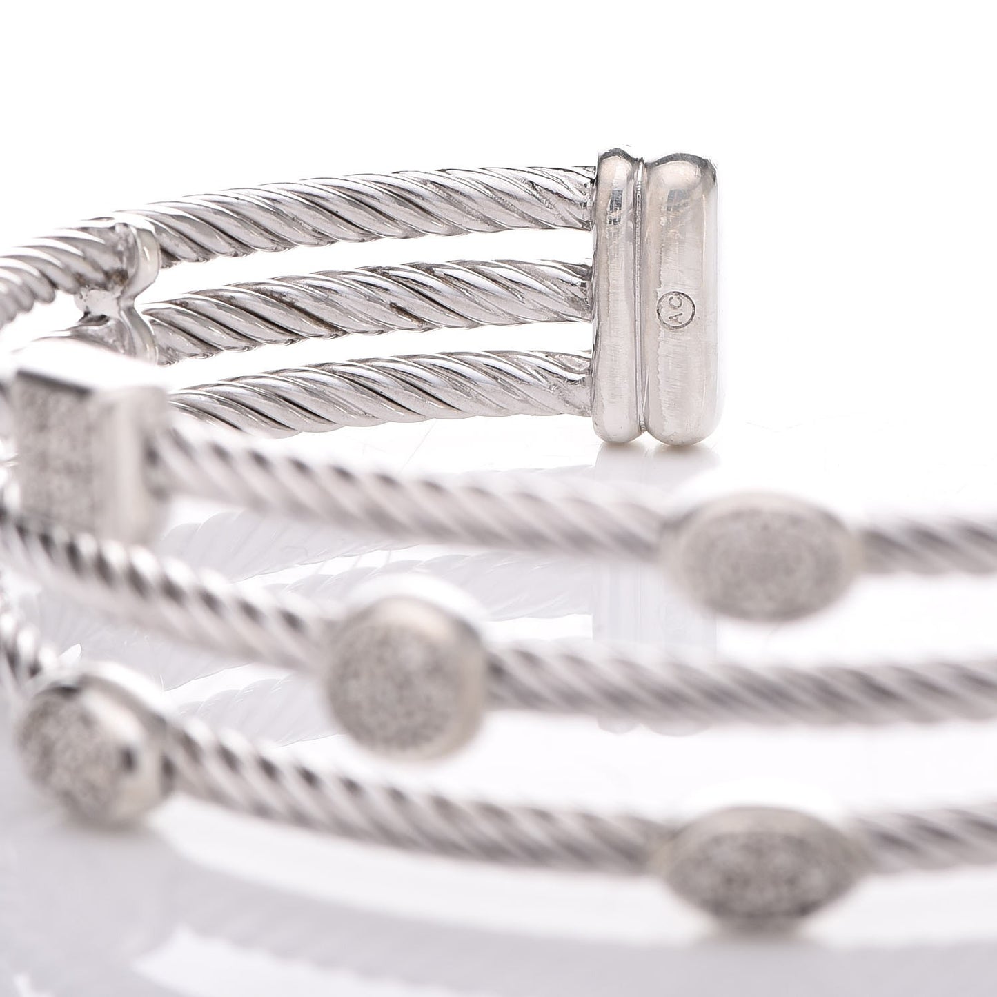 Sterling Silver Diamond Three Row Confetti Cuff Bracelet