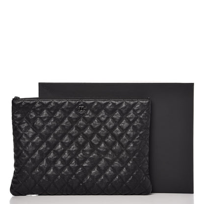 Chanel Crumpled Calfskin Quilted Large Cosmetic Case So Black 9 of 9