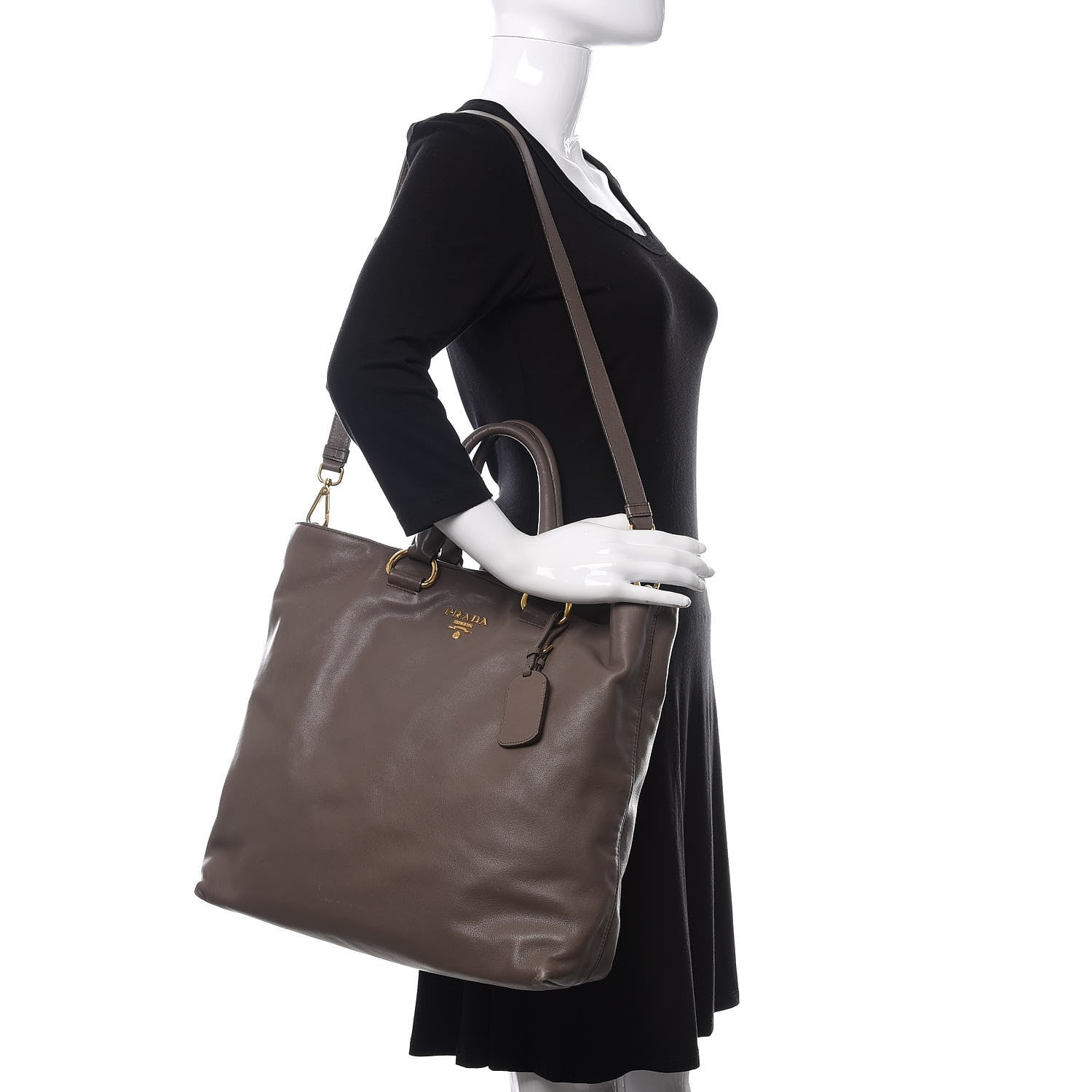 Prada Soft Calf Shopping Tote Bambu 2 of 9