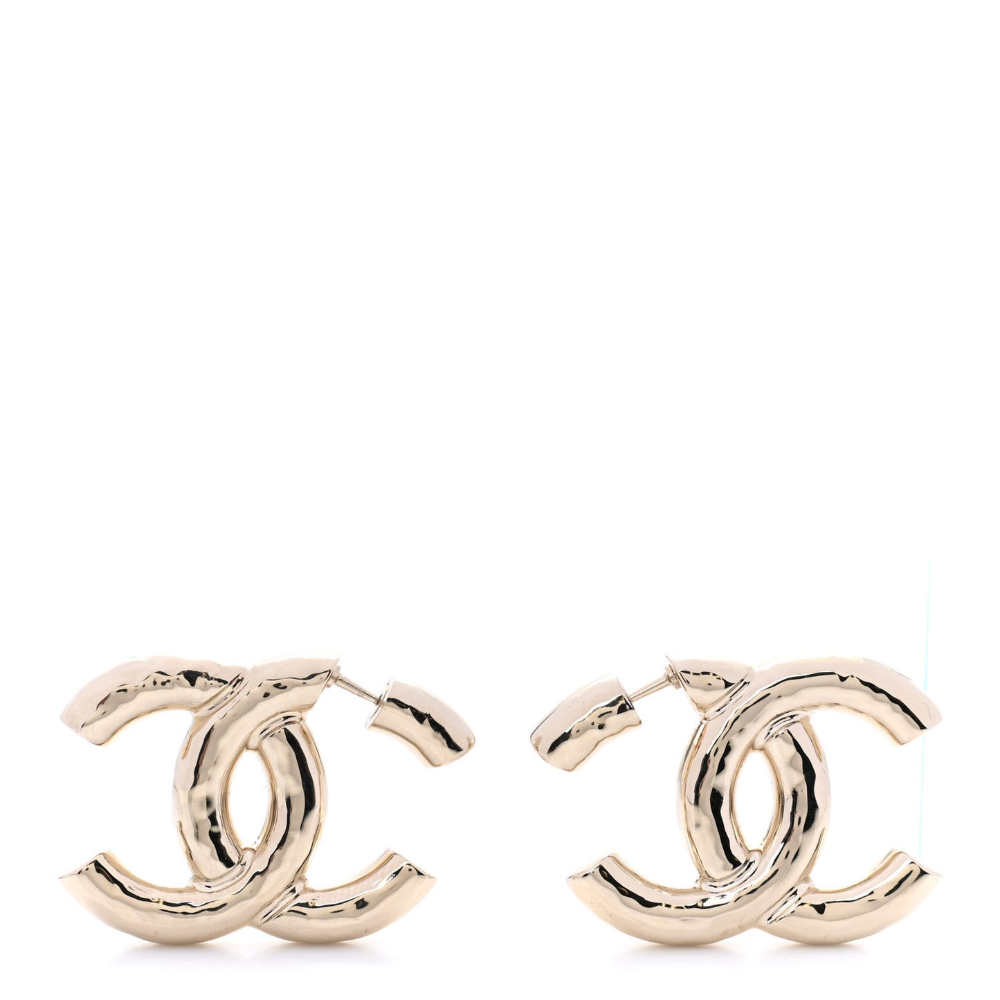 Metal Large CC Earrings Light Gold