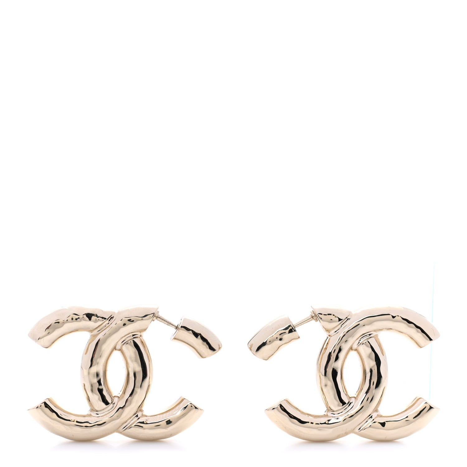 Chanel Metal Large CC Earrings Light Gold 1 of 4