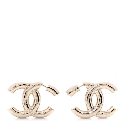 Chanel Metal Large CC Earrings Light Gold 1 of 4