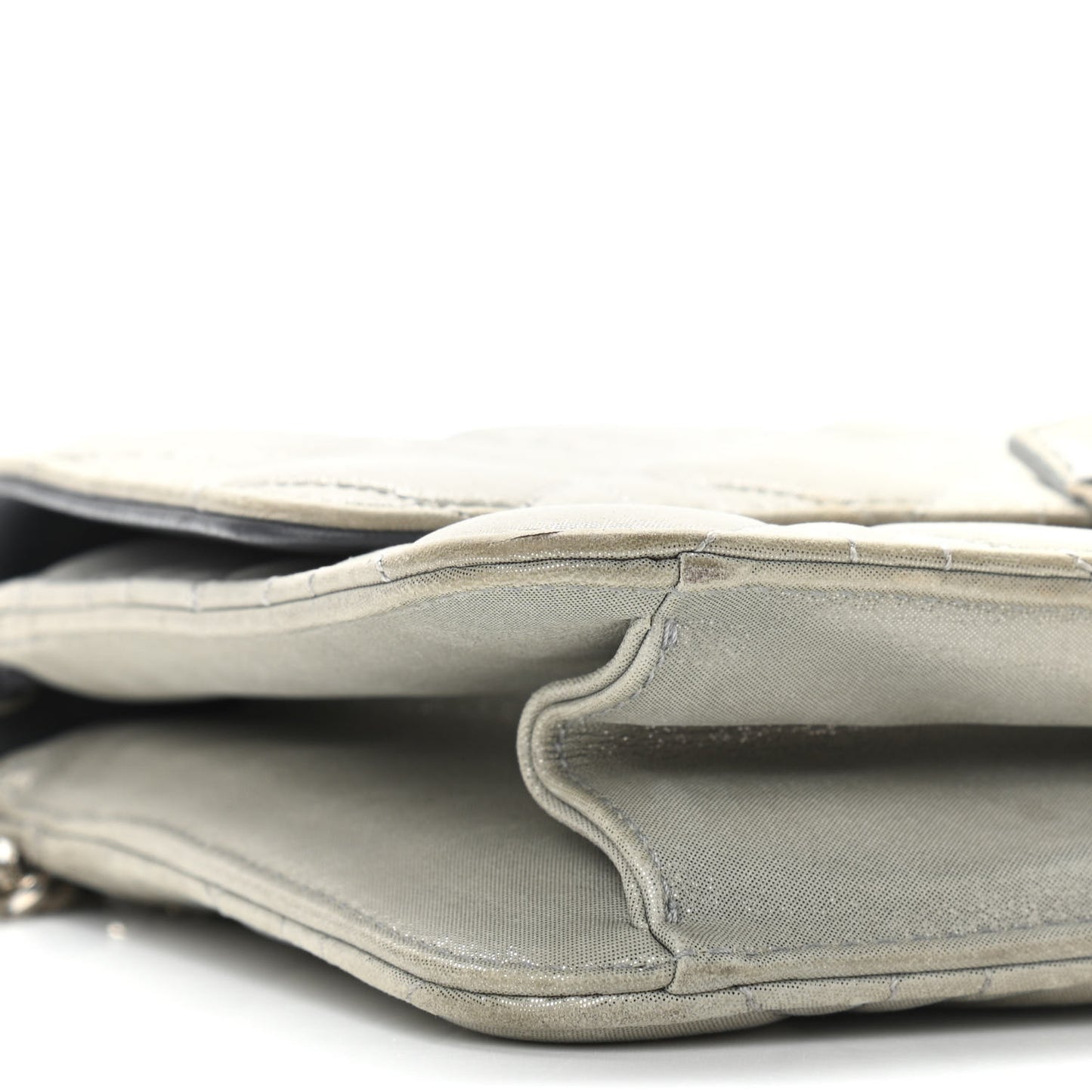 Metallic Calfskin Cannage Miss Dior Promenade Pouch Grey
