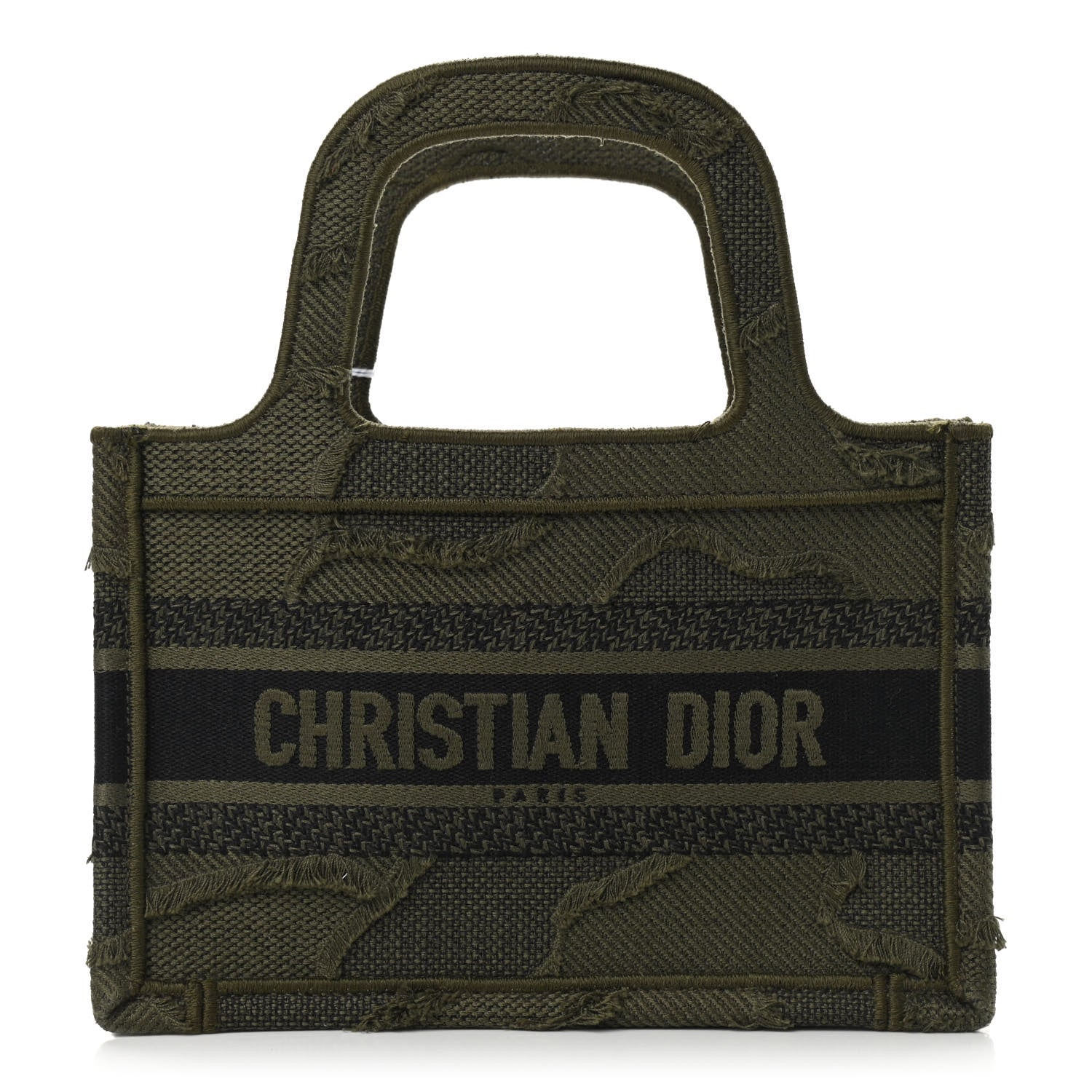 Christian Dior Canvas Embroidered Camouflage Mini Book Tote Green 1 of 8