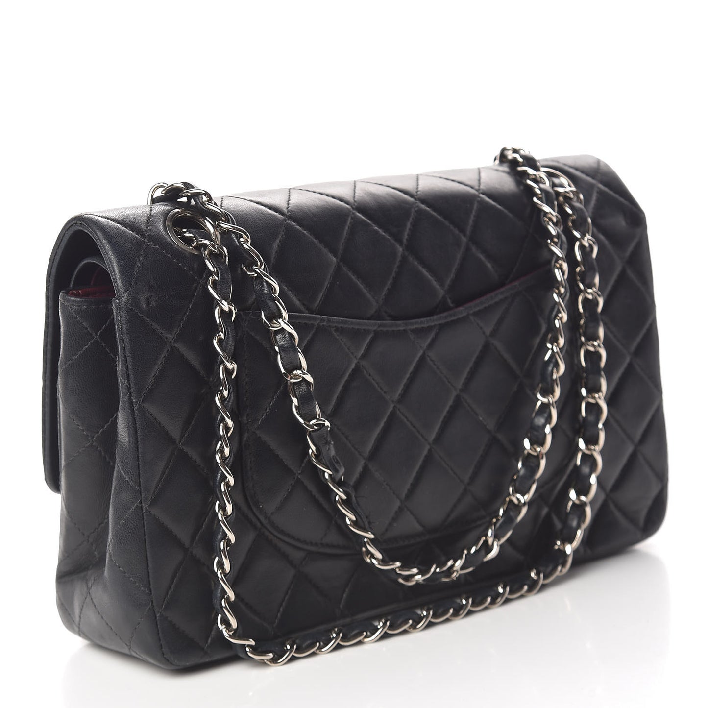 Lambskin Quilted Medium Double Flap Black