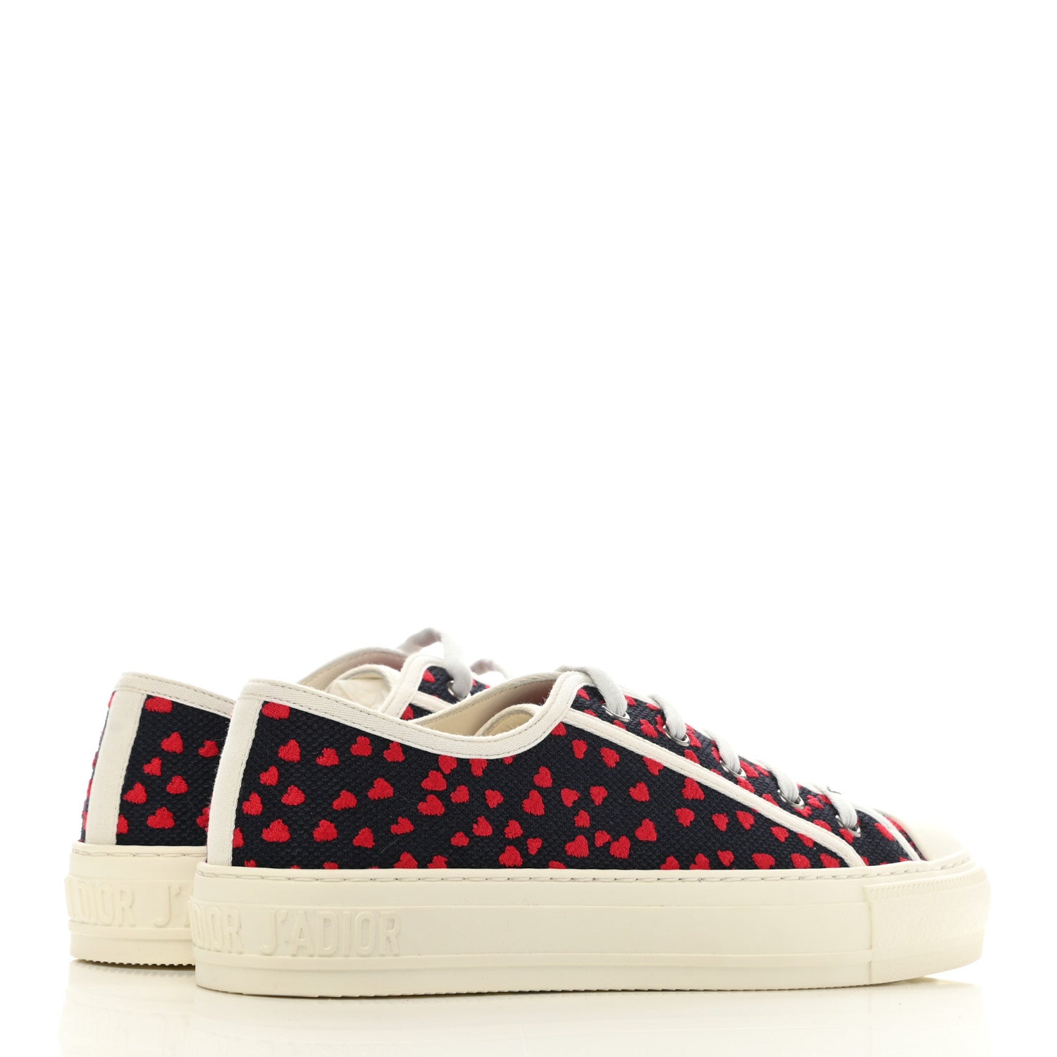 Christian Dior Canvas Pop Heart Embroidered Womens Walk'N'Dior Low Top Sneakers 38 Deep Blue Red 4 of 7