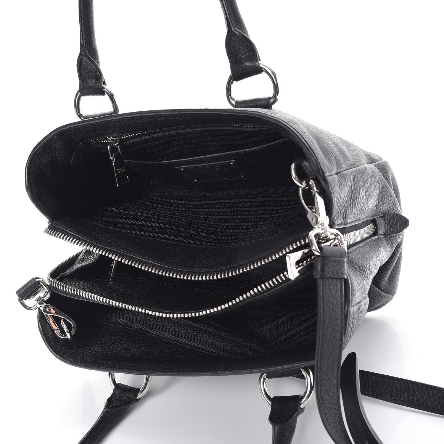 Prada Vitello Daino Tote Nero Black 6 of 10