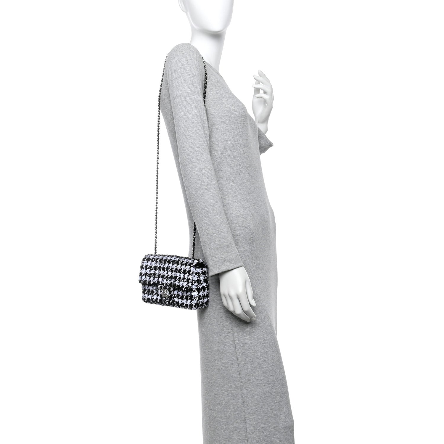 Chanel Sequin Houndstooth Small Flap Black White 2 of 10