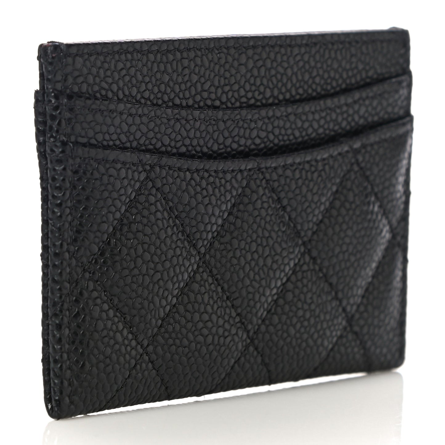 Caviar Quilted Card Holder Black