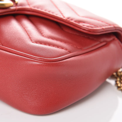 Gucci Calfskin Matelasse Super Mini GG Marmont Shoulder Bag Hibiscus Red 10 of 10