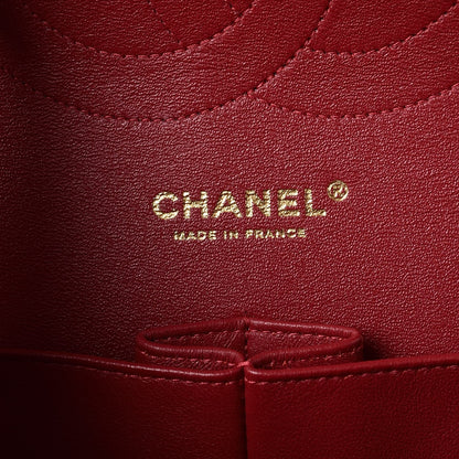 Chanel Lambskin Chevron Quilted Jumbo Double Flap Dark Red 6 of 8