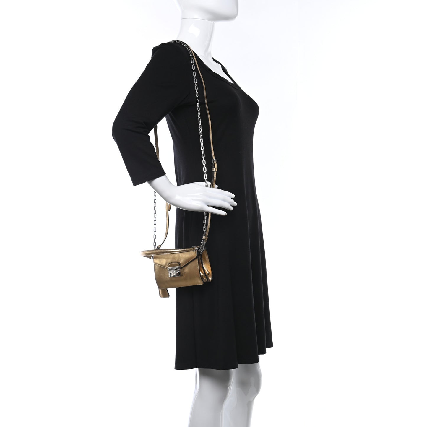 Metallic Saffiano Lux Sound Crossbody Bag Platino