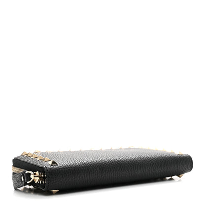 Valentino Garavani Pebbled Calfskin Rockstud Zip Around Wallet Black 4 of 6