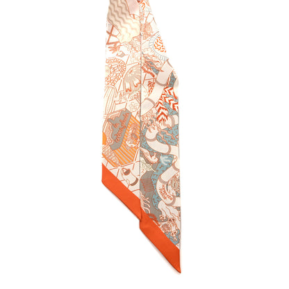 Hermes Silk Splash Park Twilly Blanc Orange Vert 2 of 4