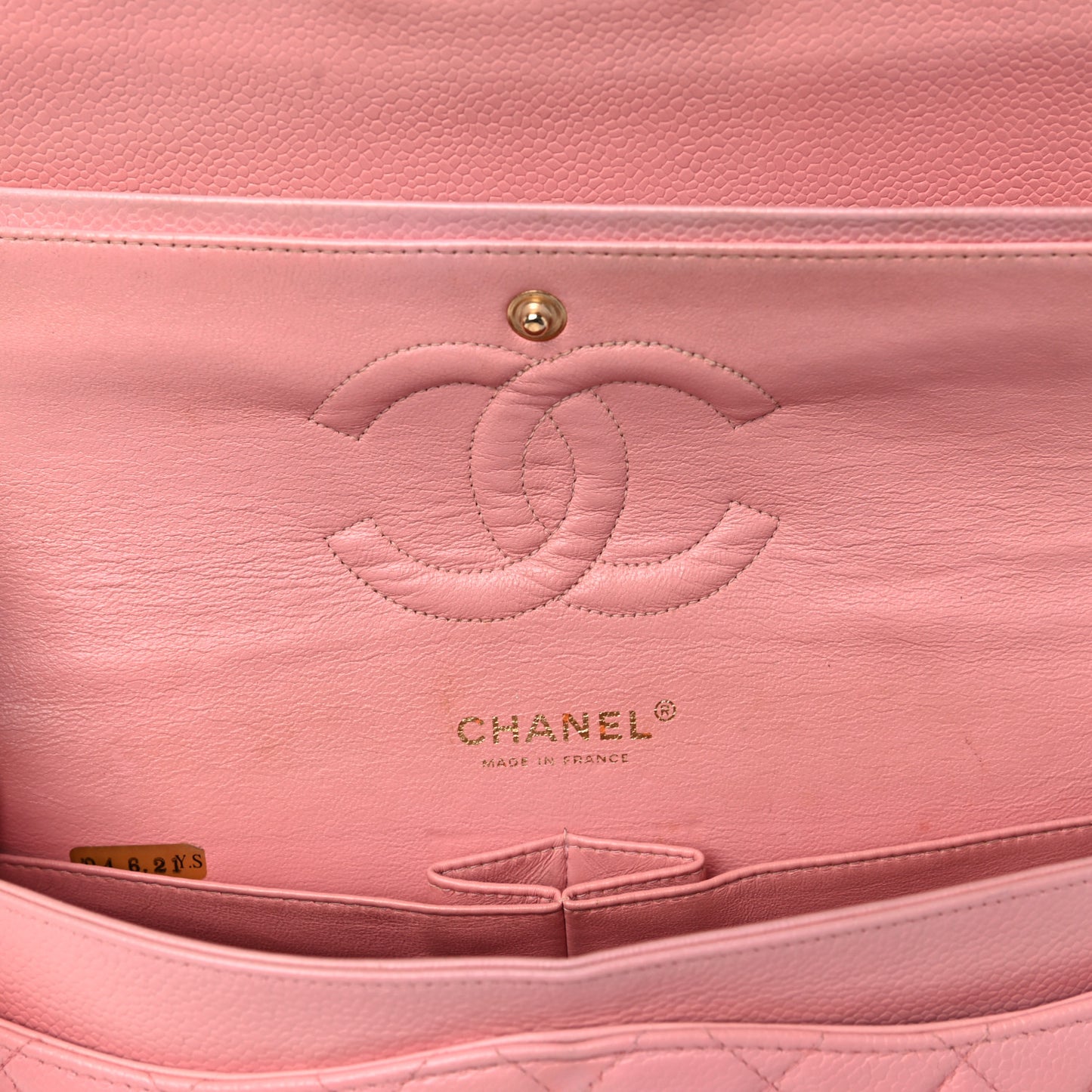 Caviar Quilted Medium Double Flap Pink