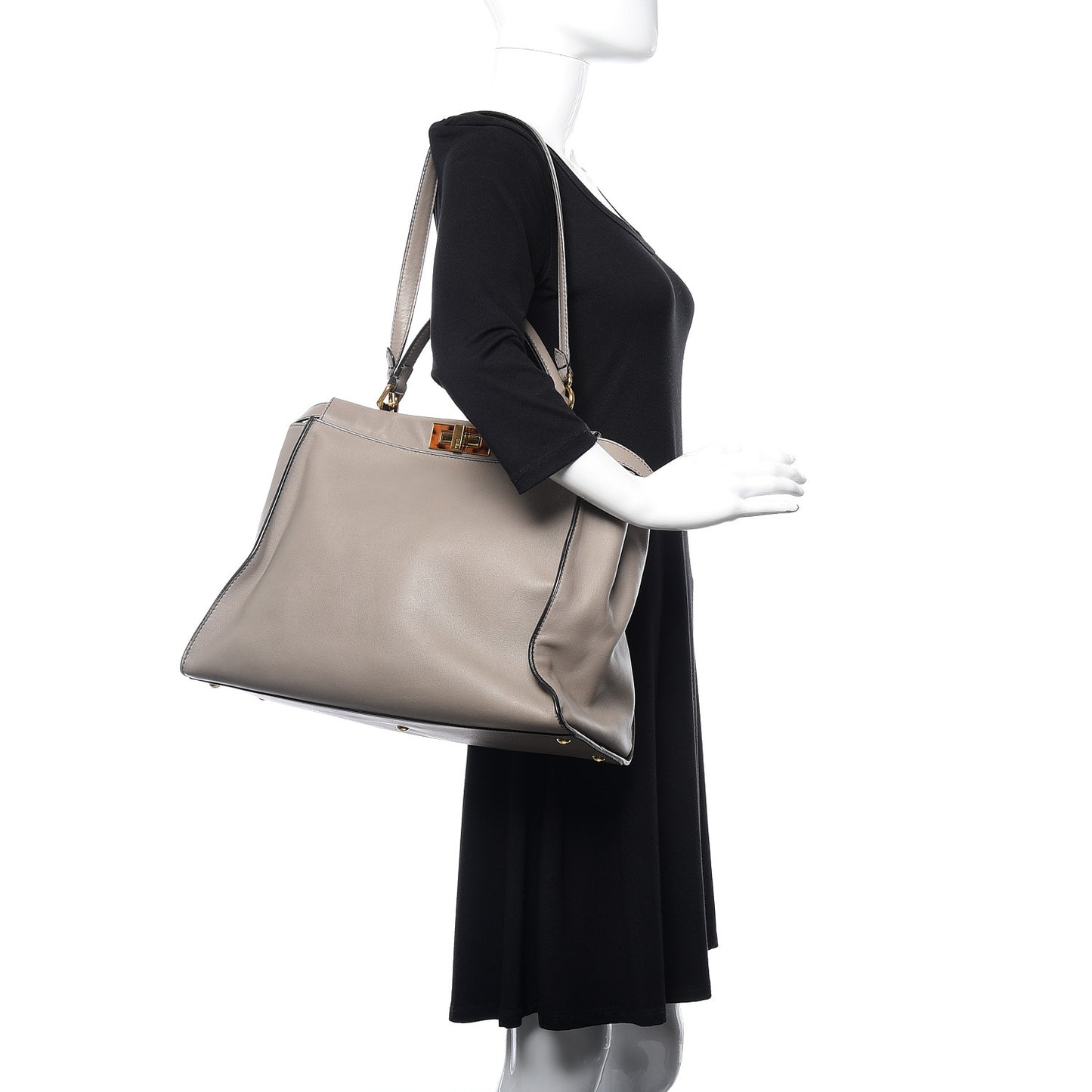 Vitello Seta Suede Plexiglass Tortoise Large Peekaboo Iconic Satchel Asfalto Marrone