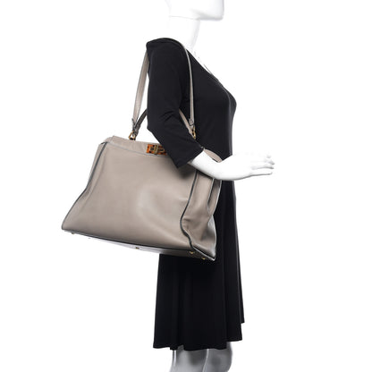 Fendi Vitello Seta Suede Plexiglass Tortoise Large Peekaboo Iconic Satchel Asfalto Marrone 2 of 11