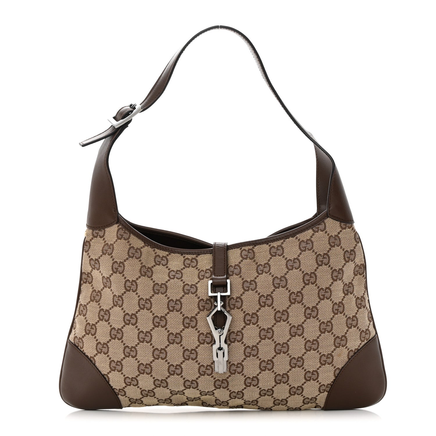 Gucci Monogram Lobster Clasp Jackie O Hobo Brown 1 of 14