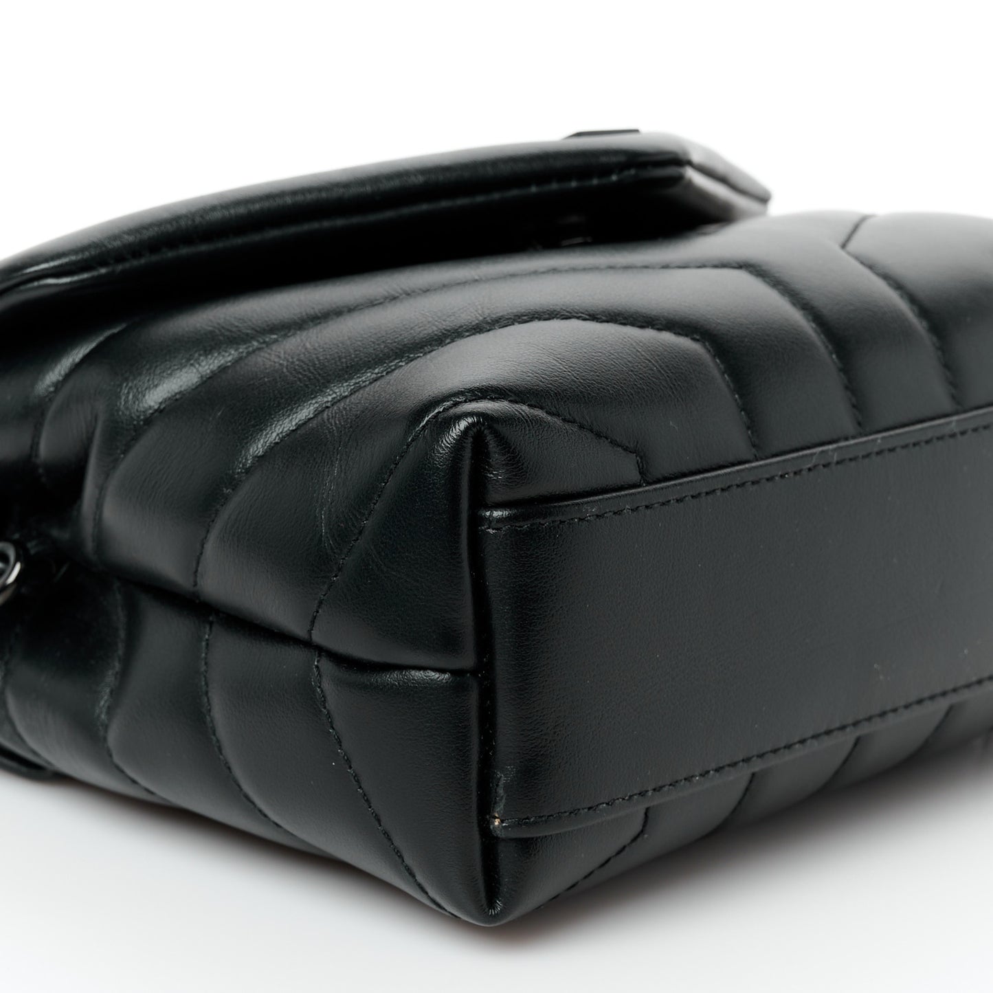 Calfskin Y Quilted Monogram Monochrome Toy Loulou Crossbody Bag Black