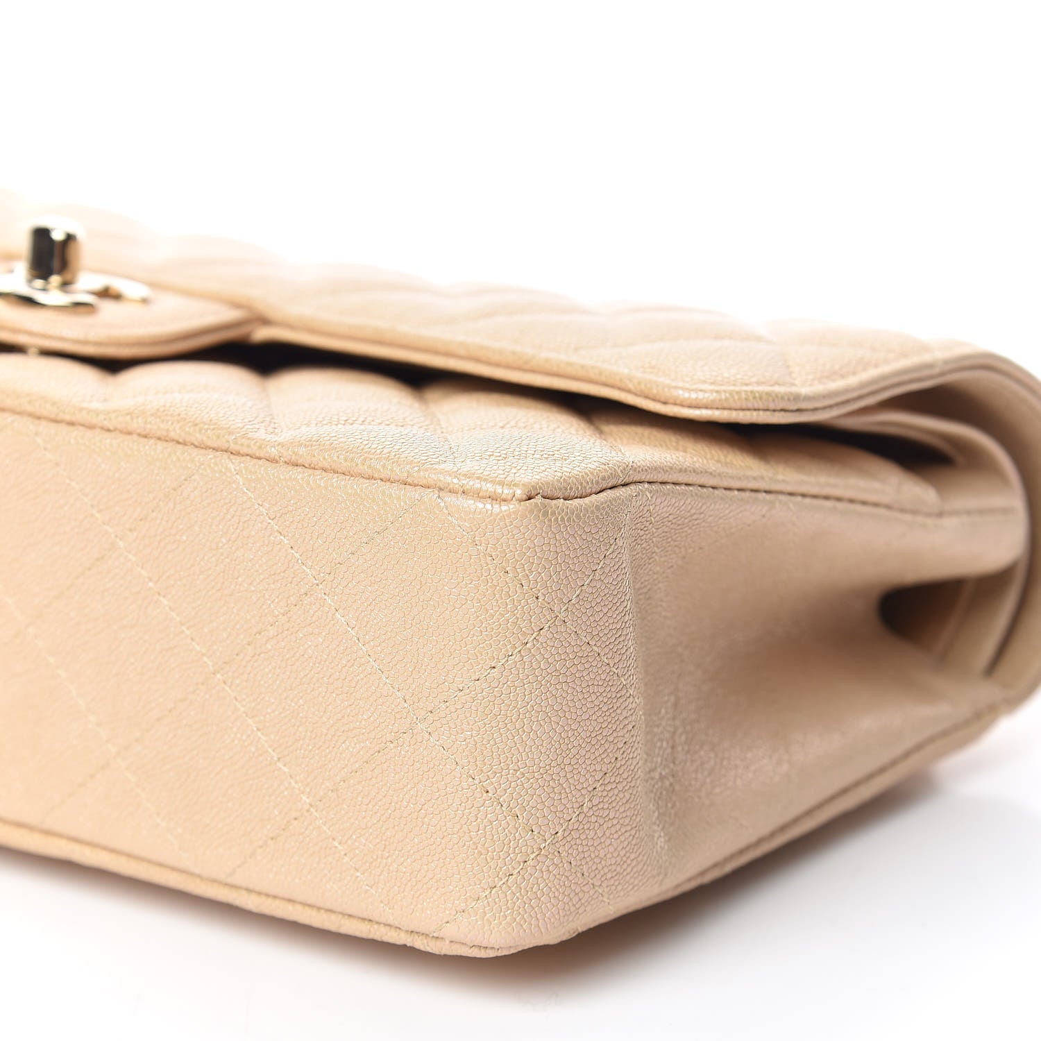 Chanel Iridescent Caviar Quilted Medium Double Flap Beige 7 of 11