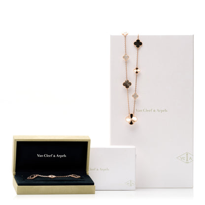 Van Cleef & Arpels 18K Rose Gold Mother of Pearl 15 Motifs Magic Alhambra Transformable Long Necklace 7 of 7