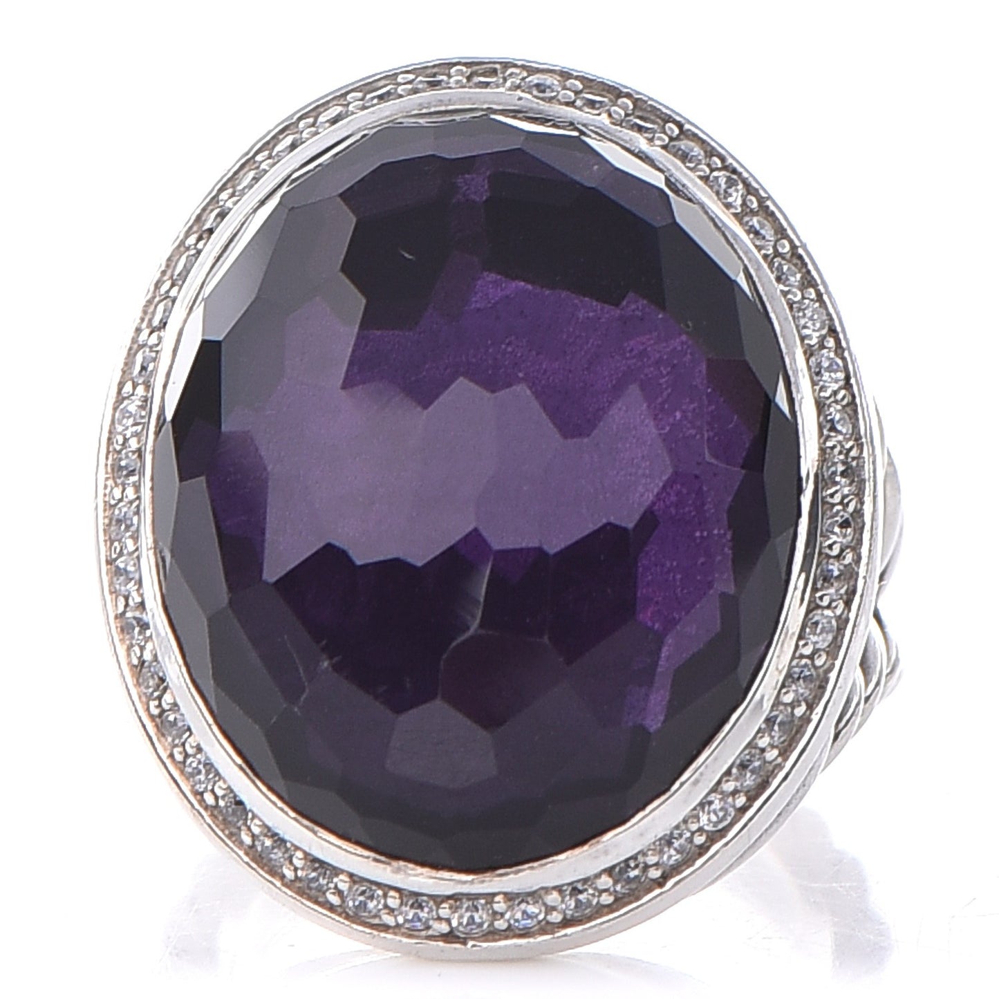 Sterling Silver Diamond Black Orchid 26mm Signature Oval Ring 54 7