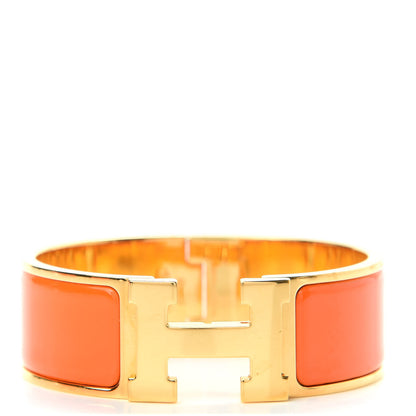Hermes Enamel Wide Clic Clac H Bracelet PM Orange 1 of 6