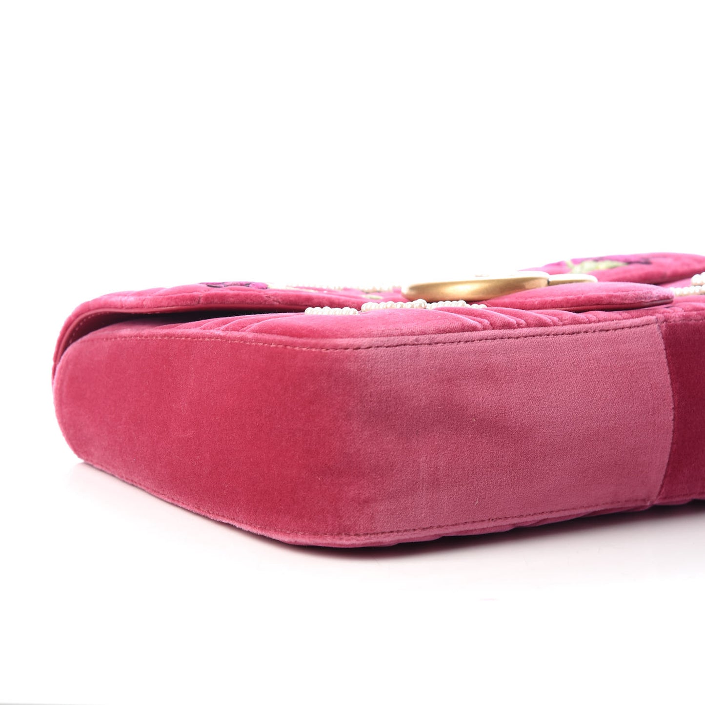 Velvet Matelasse Blind for Love Embroidered Medium GG Marmont Shoulder Bag Light Raspberry Rose Multicolor