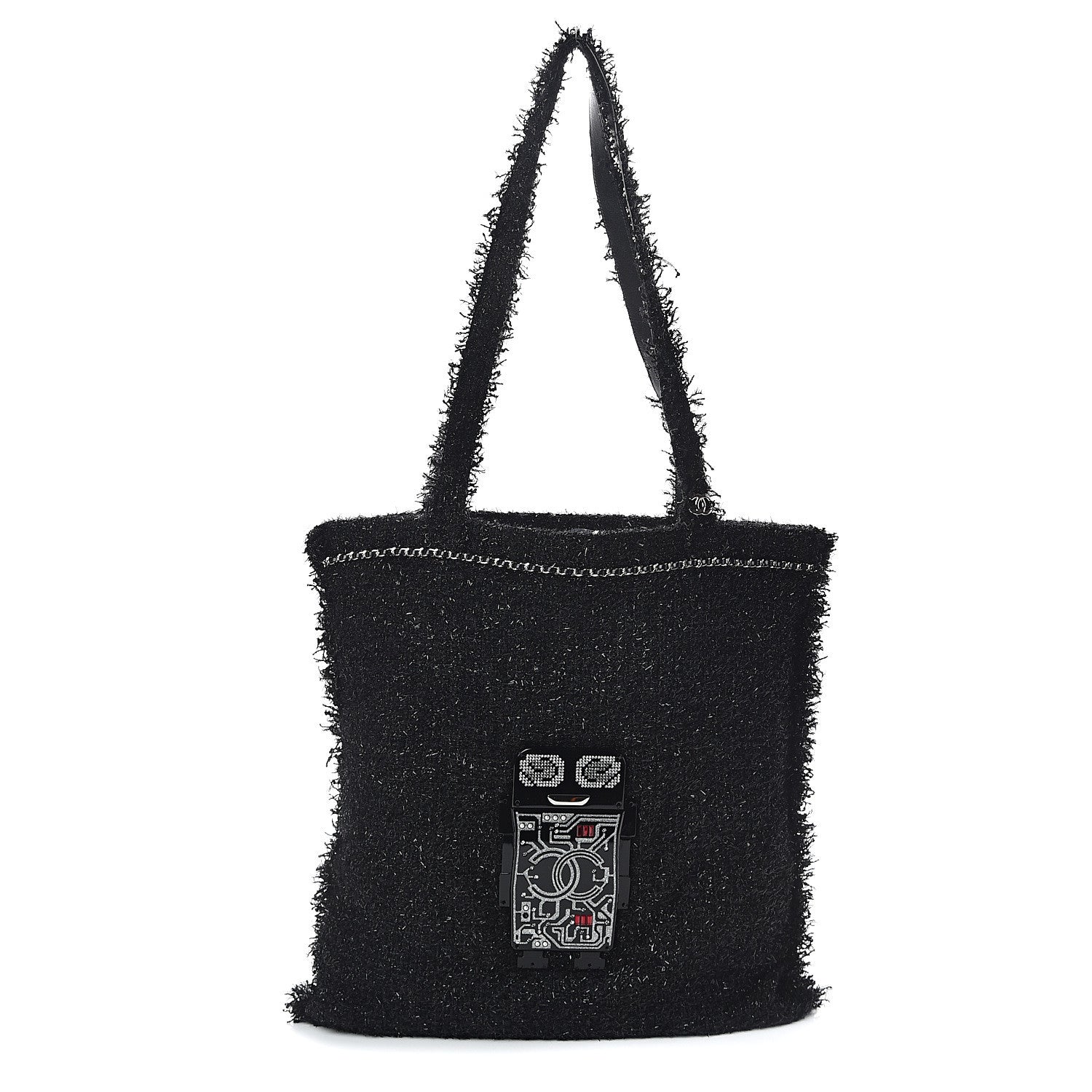 Chanel Tweed Resin Strass Large Robot Shopping Bag Black 1 of 9