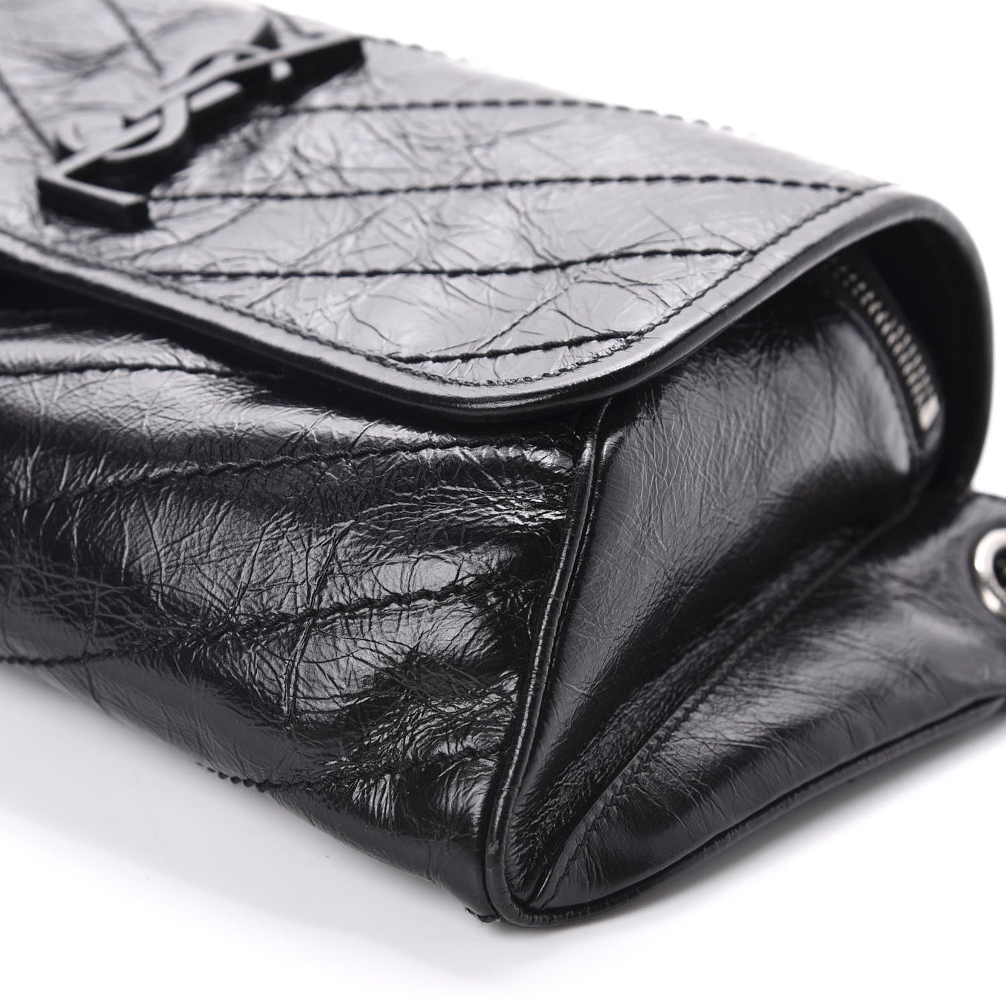 Crinkled Calfskin Matelasse Monogram Niki Body Bag Black