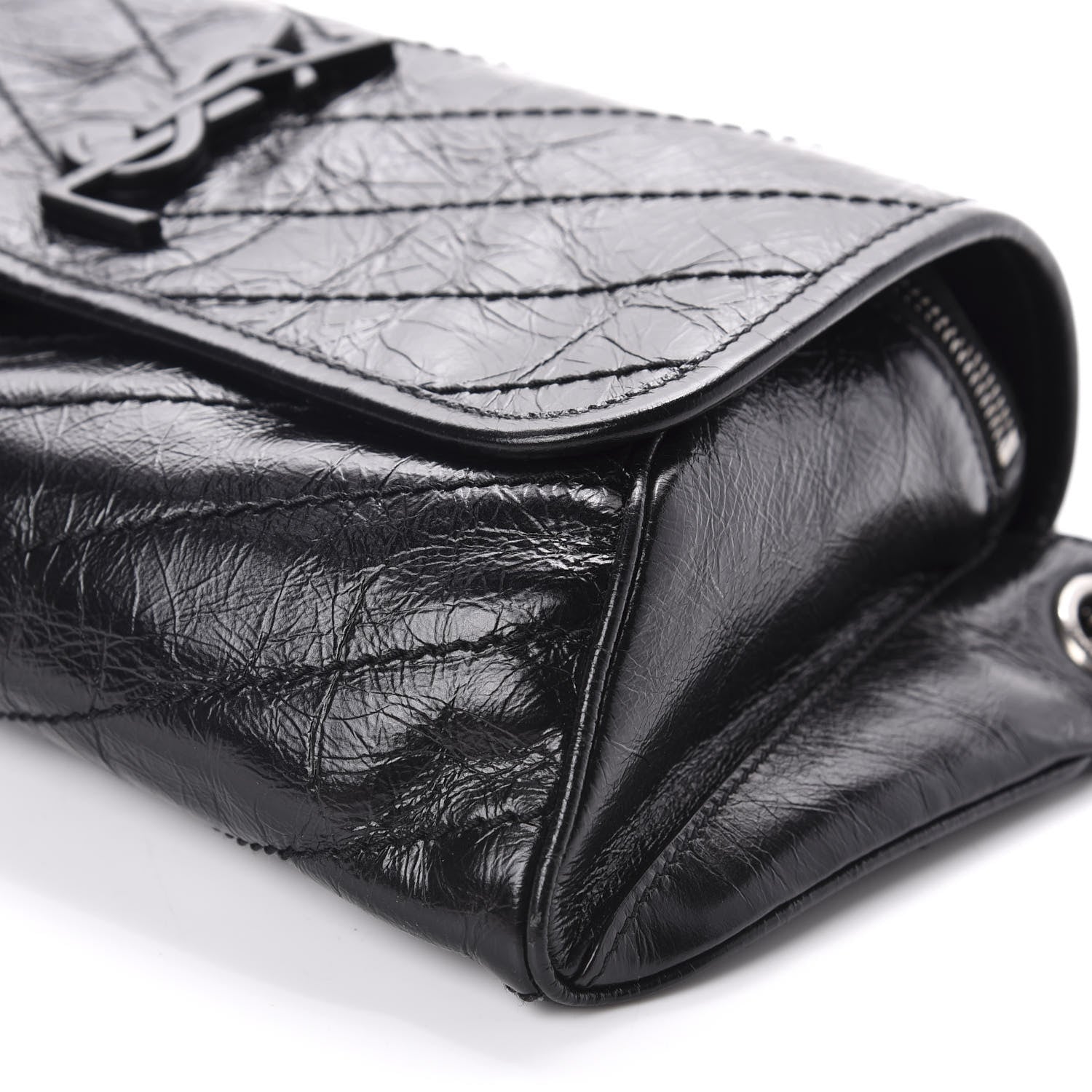 Saint Laurent Crinkled Calfskin Matelasse Monogram Niki Body Bag Black 8 of 12