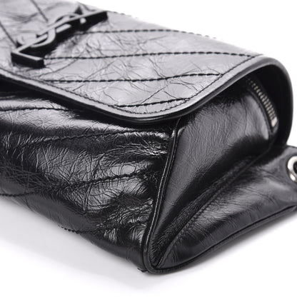 Saint Laurent Crinkled Calfskin Matelasse Monogram Niki Body Bag Black 8 of 12