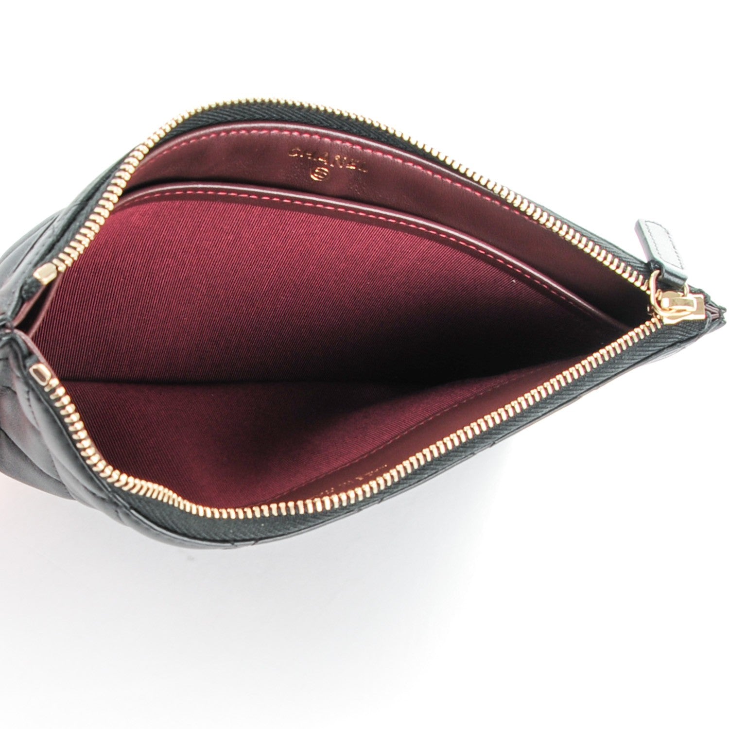 Chanel Lambskin Quilted Zip Pouch Black 5 of 8
