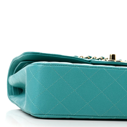 Chanel Caviar Quilted Medium Double Flap Turquoise 9 of 11