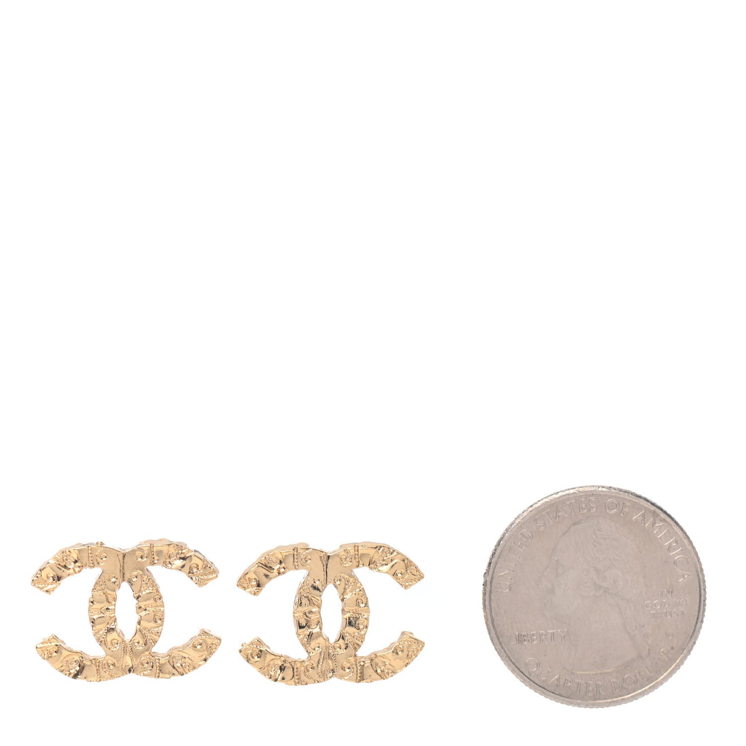 Chanel Metal Textured CC Earrings Gold 2 of 4