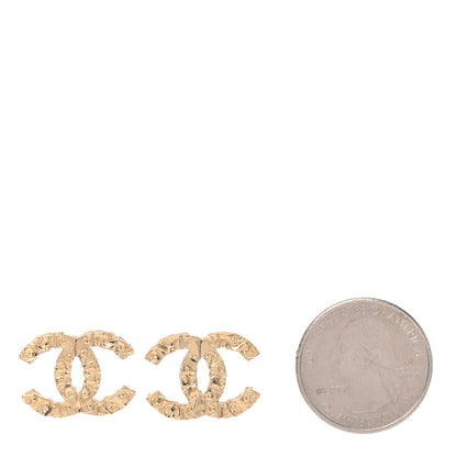 Chanel Metal Textured CC Earrings Gold 2 of 4