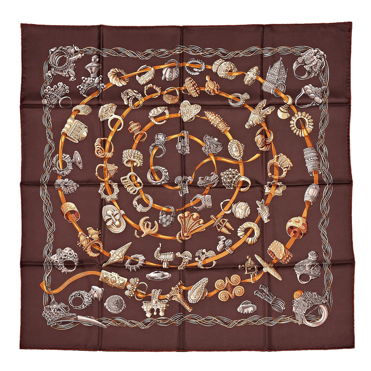 Hermes Silk Alliances Du Mond Scarf 90 1 of 4