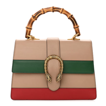 Gucci Calfskin Bamboo Web Medium Dionysus Top Handle Bag Camelia Bright Evergreen Hibiscus Red 1 of 15