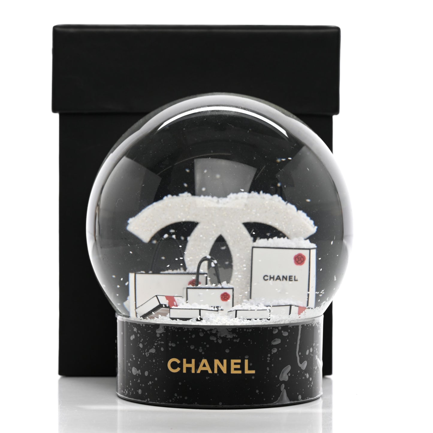 Glass CC Shopping Bag Snow Globe