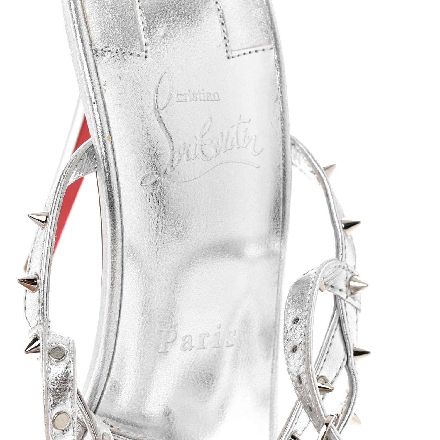 Christian Louboutin Nappa Bombina Spikes 100 Sandals 39.5 Silver 6 of 7