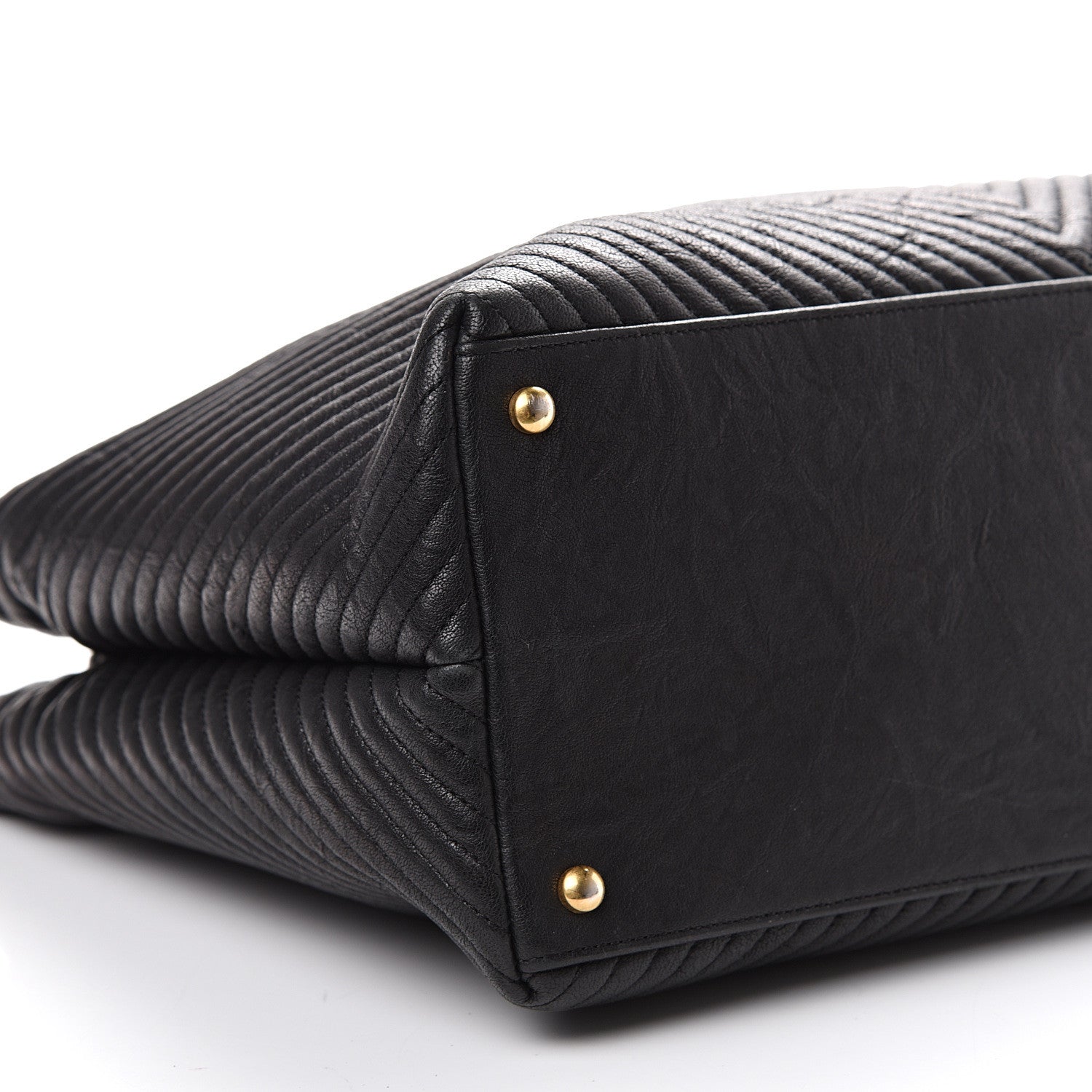 Chanel Wrinkled Lambskin Chevron Quilted Large Surpique Tote Black 7 of 9