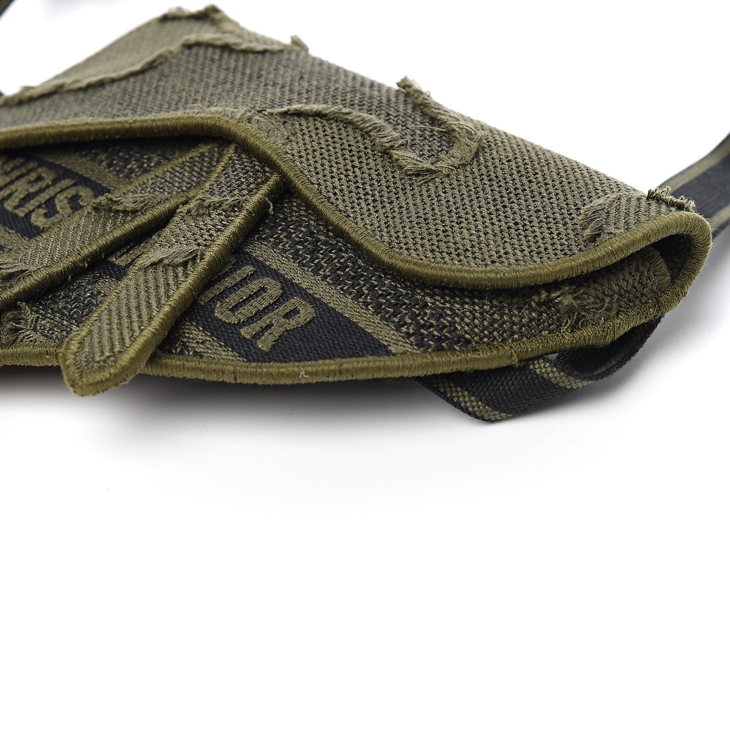 Canvas Embroidered Camouflage Saddle Belt Bag Green